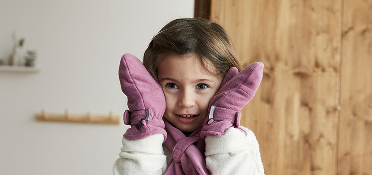 Handschuhe Kinder Winter Bonbonfarben Finger-Halterneck Babyhandschuhe 2024