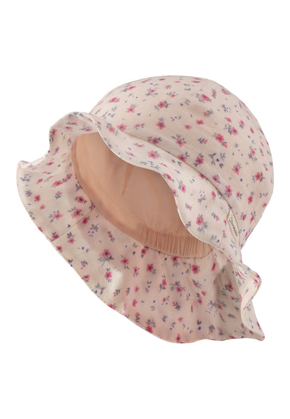 Sterntaler Kinder Sonnenhut Mit Blumenmuster – UV-Schutz, Nackenschutz, Aus Bio-Baumwolle, Größe Regulierbar