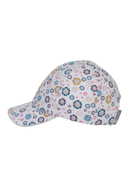Baseball-Cap mit Blumenprint in Hellblau und Ecru