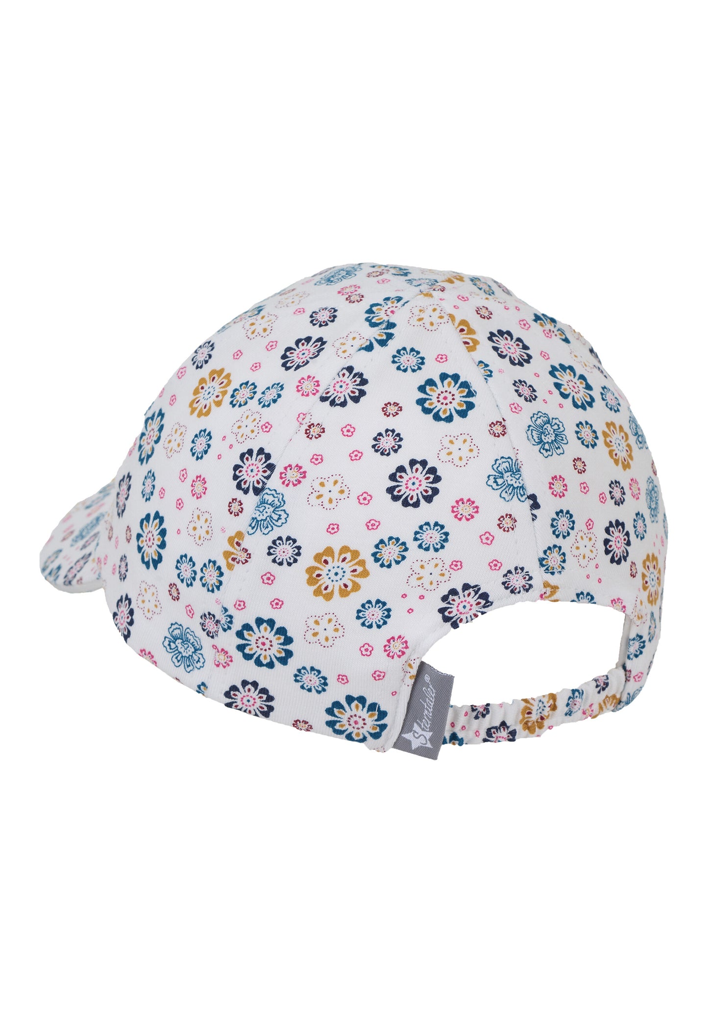 Baseball-Cap mit Blumenprint in Hellblau und Ecru