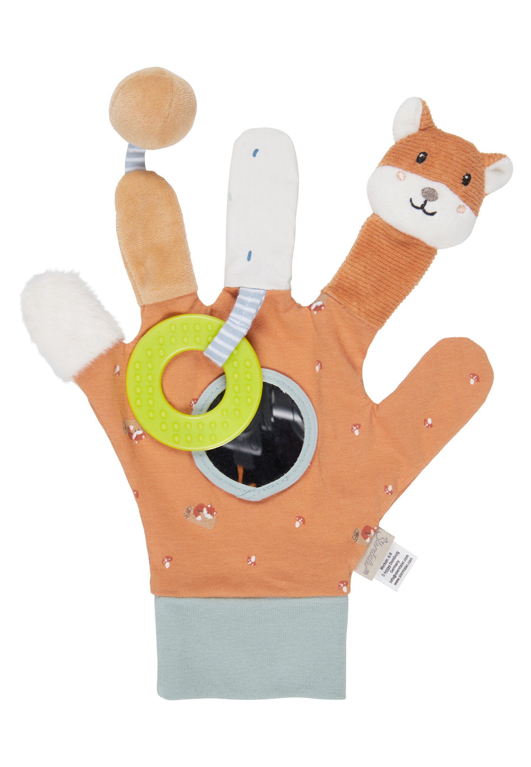 Spielhandschuh Filou mit Beißring und Rassel ☆