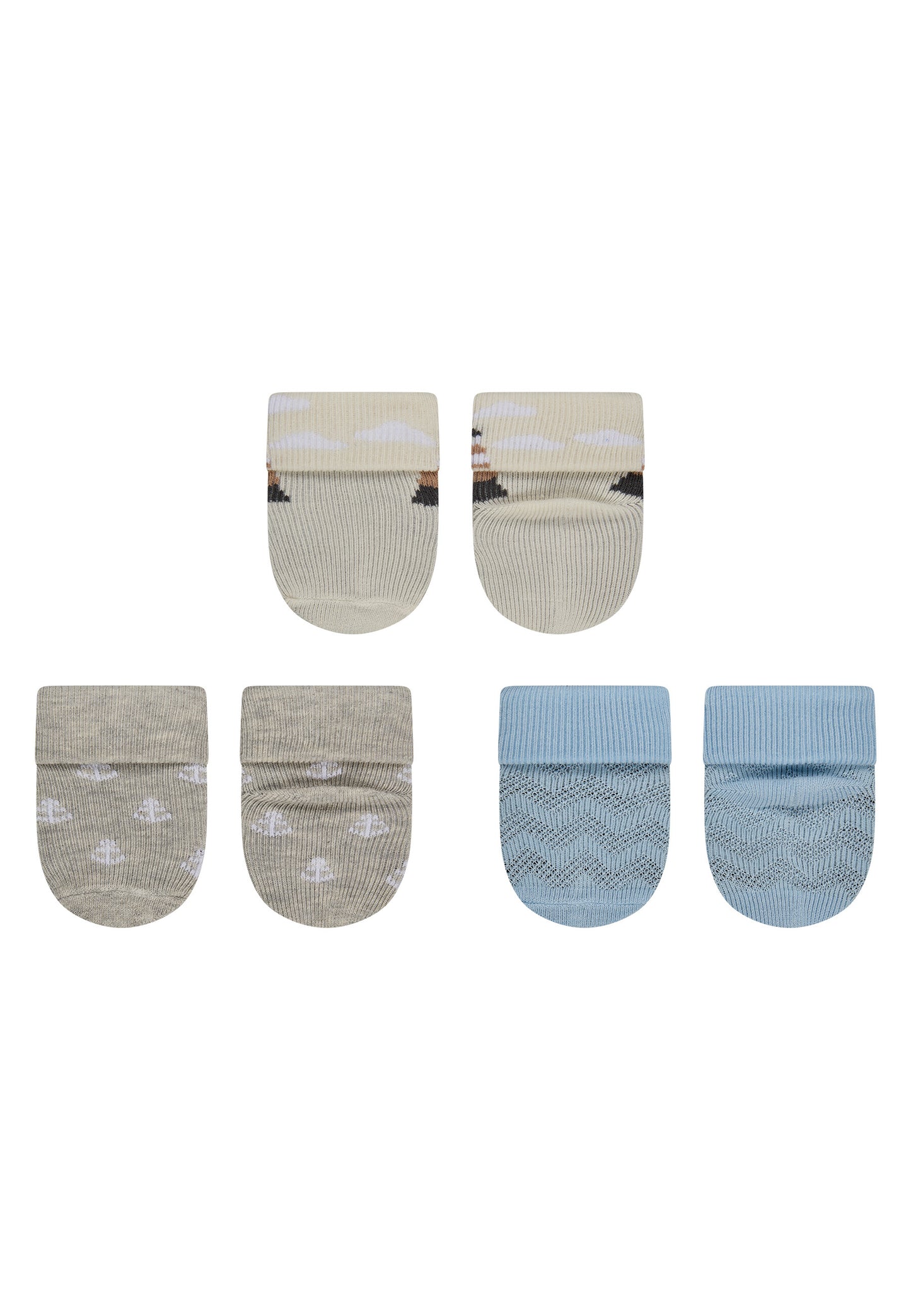 Calcetínes de recién nacidos con puño 3 unidades