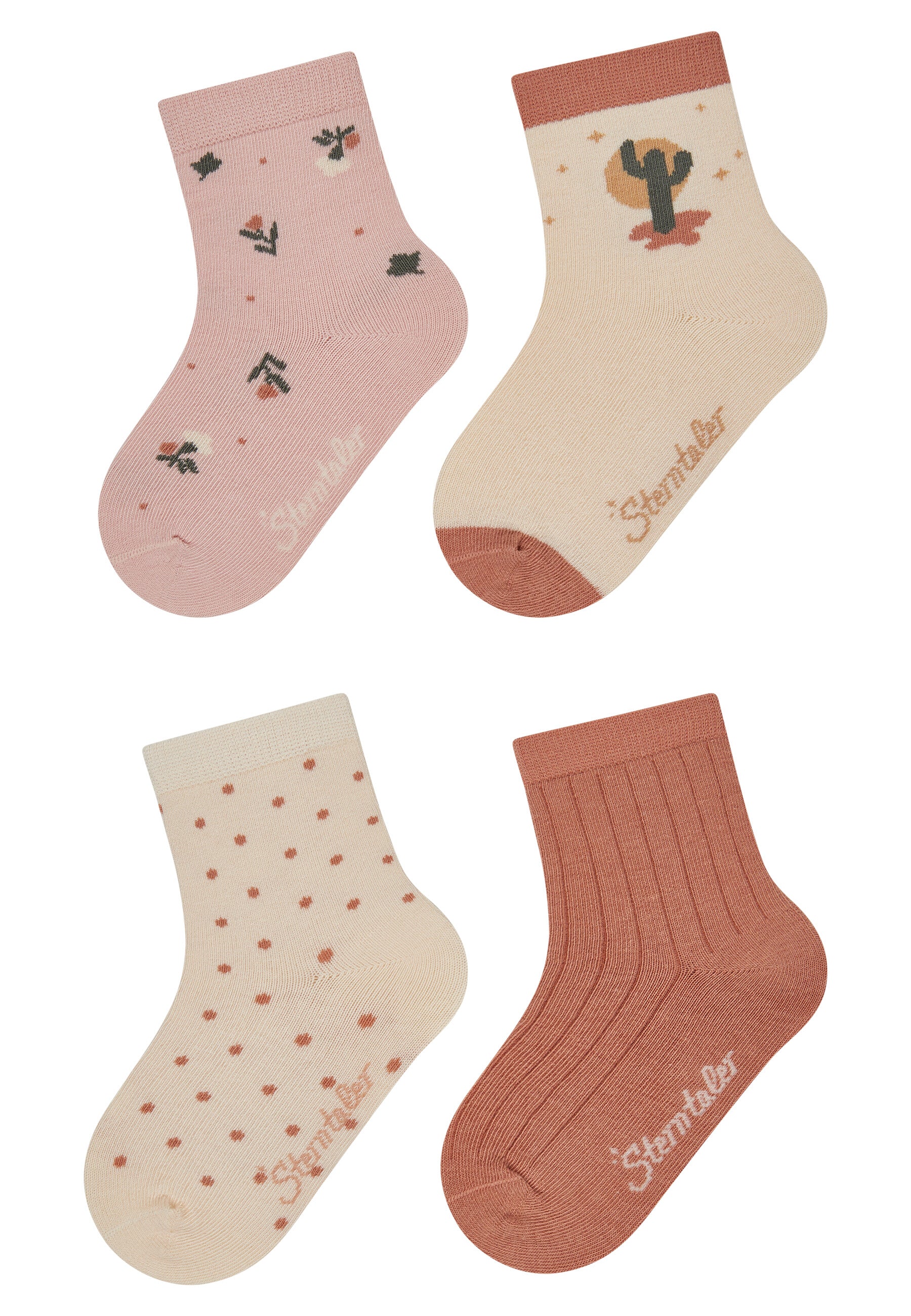 Socken 4er Pack mit Kaktus- und Blumenmotiven  | sterntaler.com