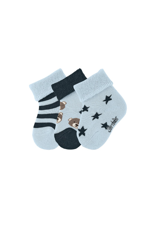 3-pack baby socks with bears, stars and Striped pattern