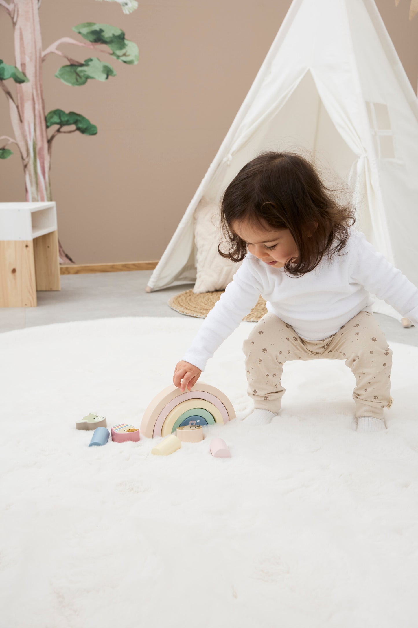 Blocs de construction en bois arc-en-ciel