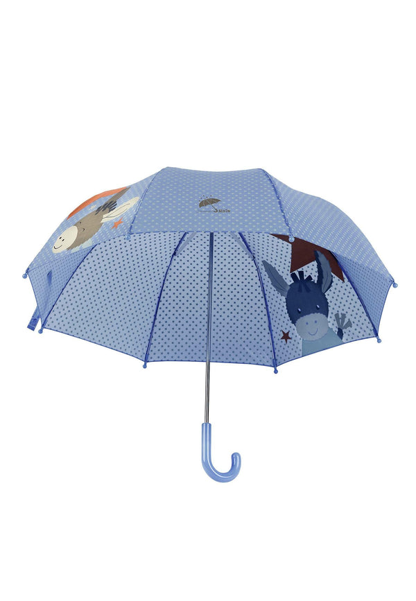 Kinder Regenschirm Esel Emmi Blau, Grau und Orange ⭐️
