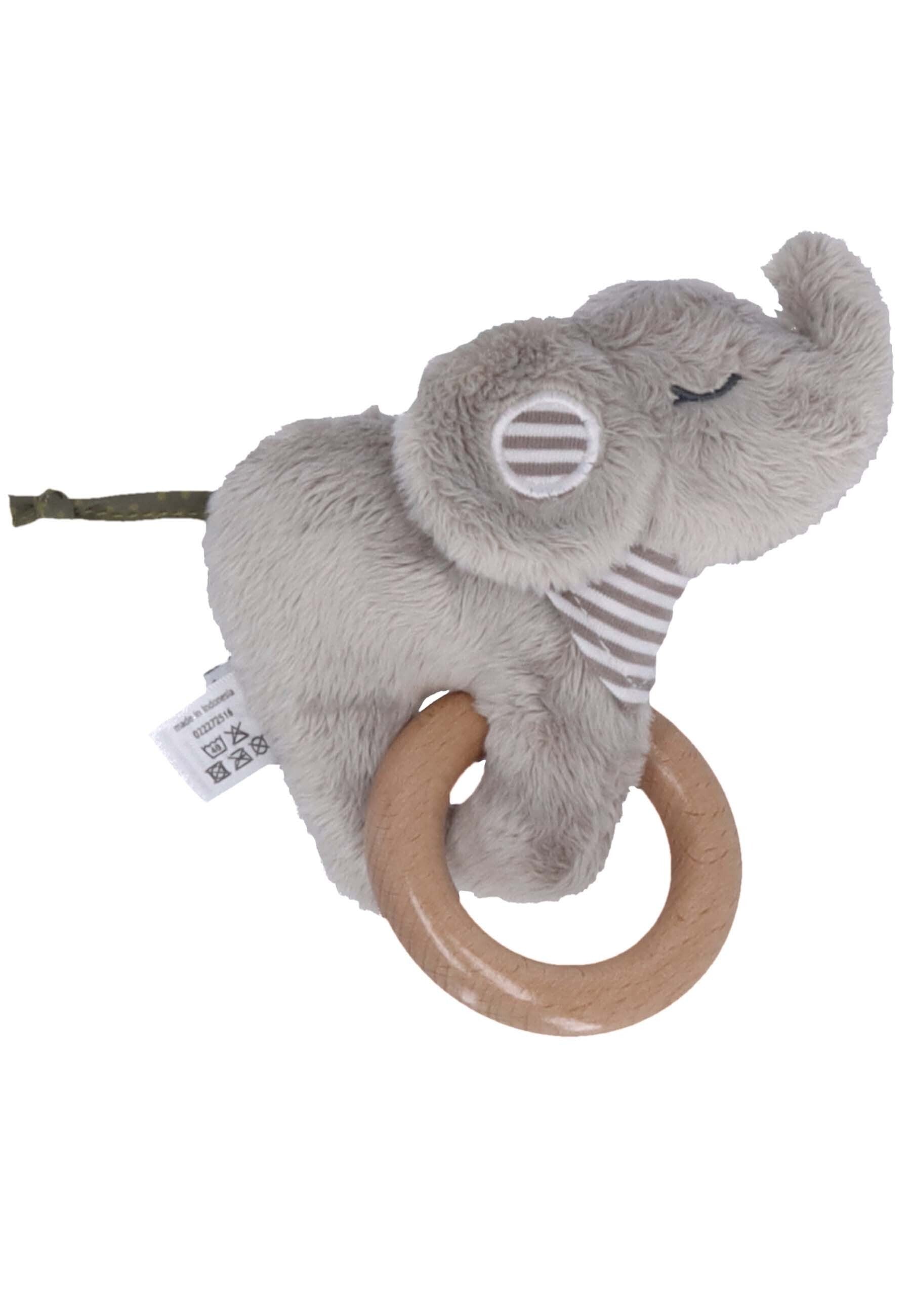 Spielfigur mit Holz Greifring Elefant Eddy, ⭐️ Grau
